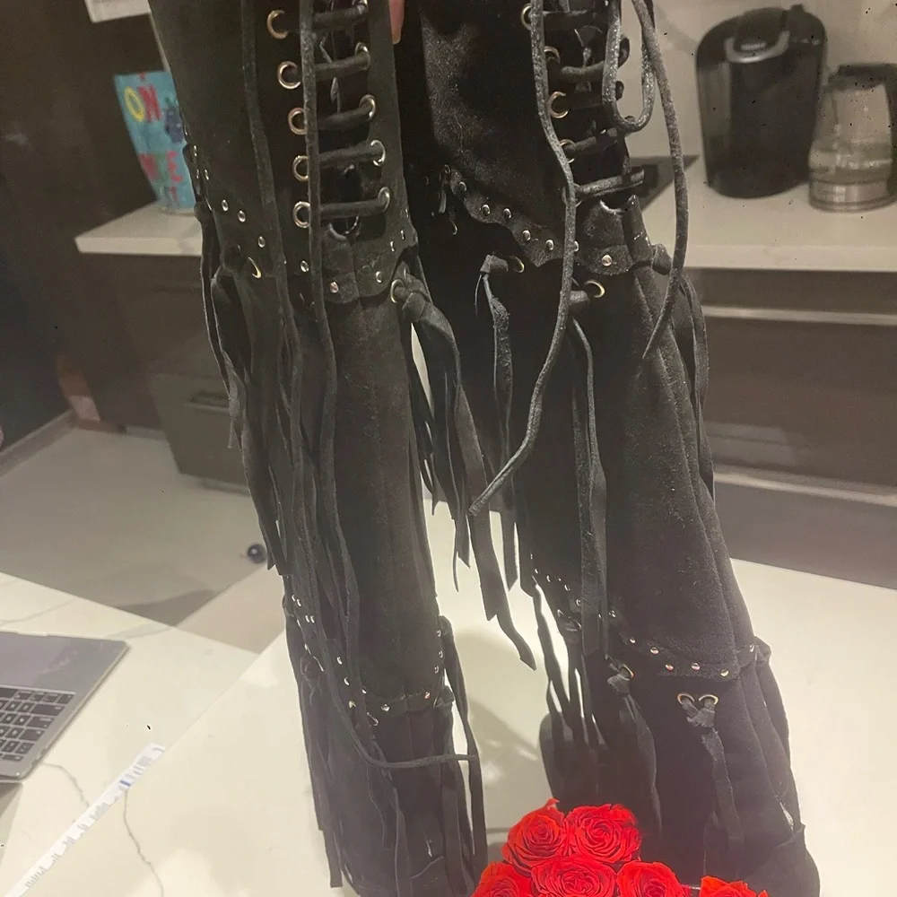 Giuseppe Zanotti Black Over the Knee Boots Size 39 New
